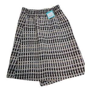NWT Three Bows Tweed Wrap Skirt Sz 18 Gray Black Plaid Academia Career Office